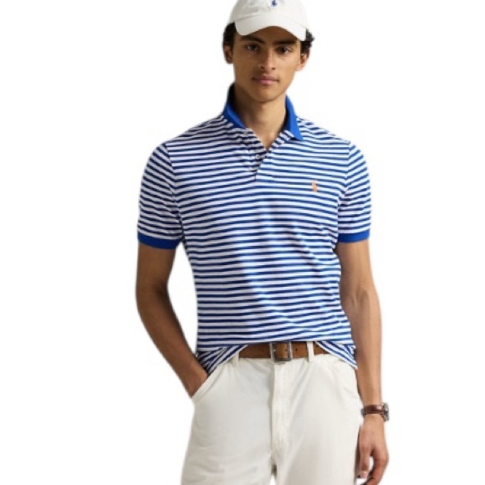 Polo Ralph Lauren Men’s Vintage Cotton Striped Custom Fit Golf Polo Pony Shirt L